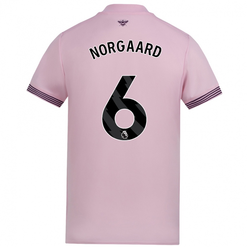 Kids Football Christian Nørgaard #6 Pink Away Jersey 2024/25 T-Shirt Nz