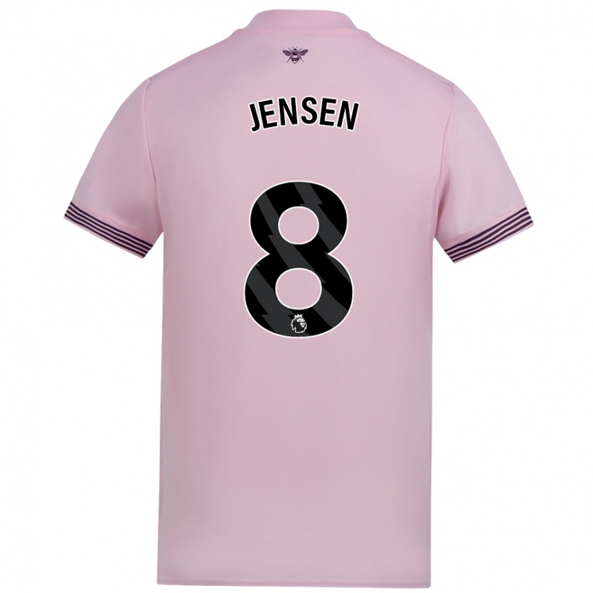 Kids Football Mathias Jensen #8 Pink Away Jersey 2024/25 T-Shirt Nz