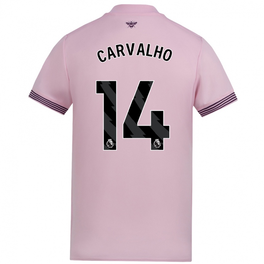 Kids Football Fabio Carvalho #14 Pink Away Jersey 2024/25 T-Shirt Nz