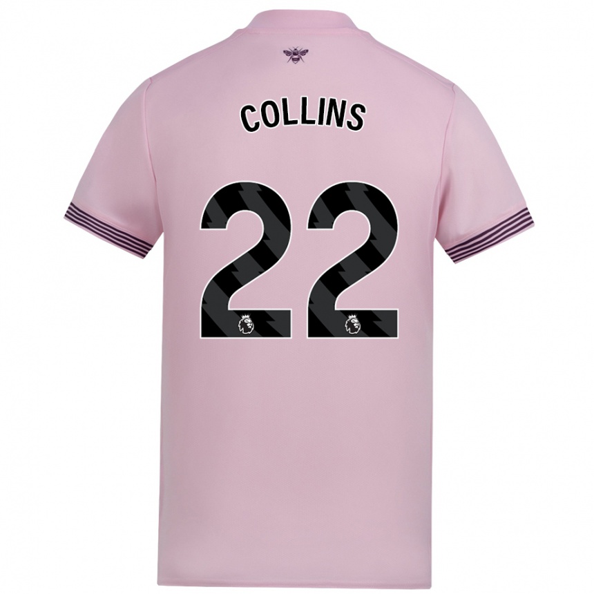 Kids Football Nathan Collins #22 Pink Away Jersey 2024/25 T-Shirt Nz