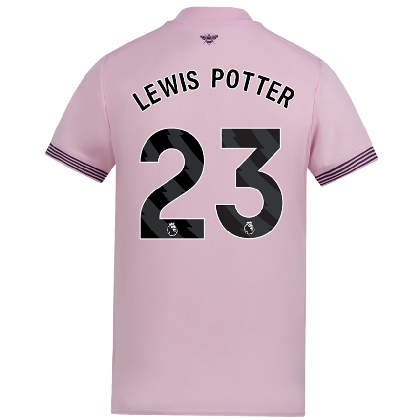 Kids Football Keane Lewis-Potter #23 Pink Away Jersey 2024/25 T-Shirt Nz