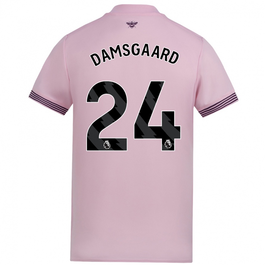 Kids Football Mikkel Damsgaard #24 Pink Away Jersey 2024/25 T-Shirt Nz