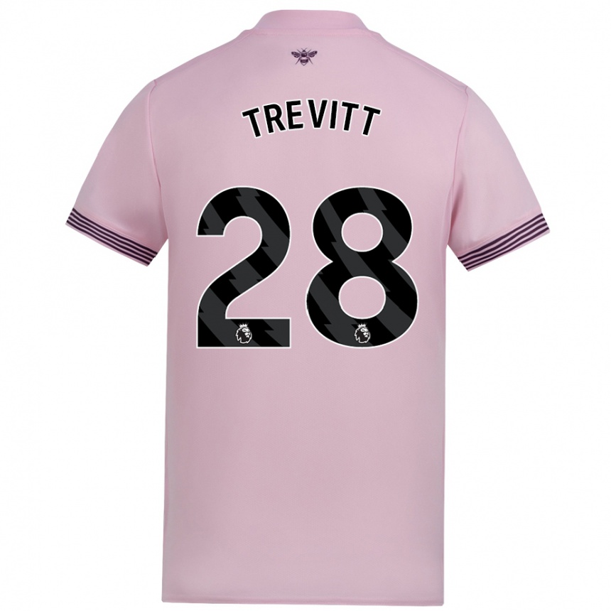 Kids Football Ryan Trevitt #28 Pink Away Jersey 2024/25 T-Shirt Nz