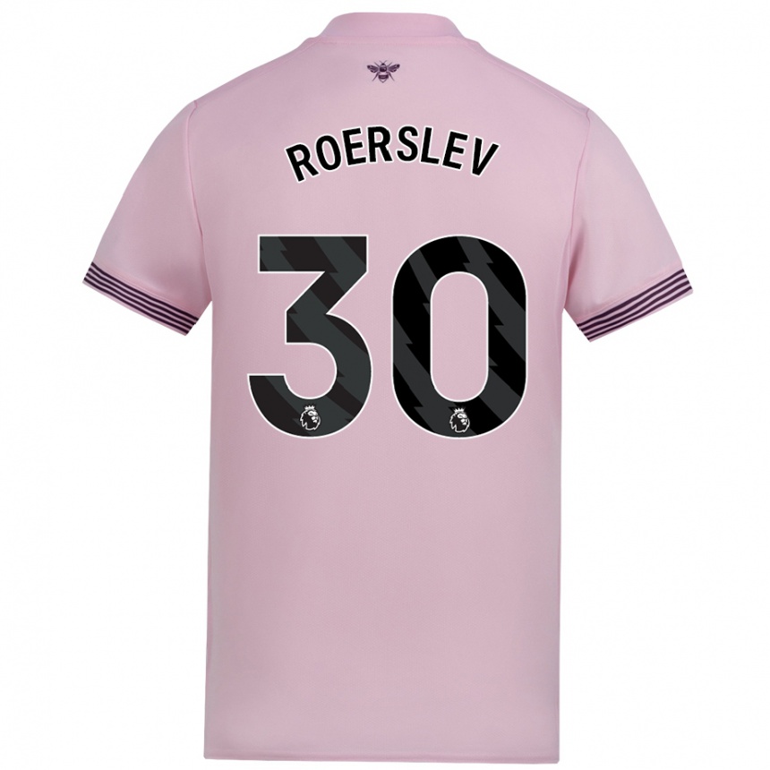 Kids Football Mads Roerslev #30 Pink Away Jersey 2024/25 T-Shirt Nz