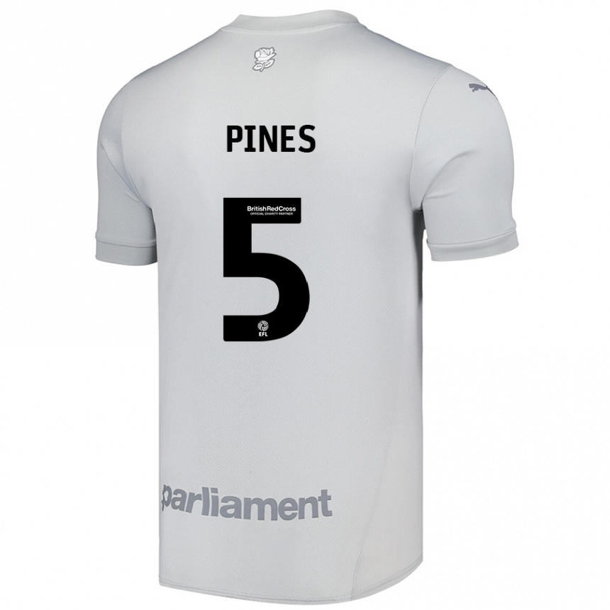 Kids Football Donovan Pines #5 Silver Gray Away Jersey 2024/25 T-Shirt Nz