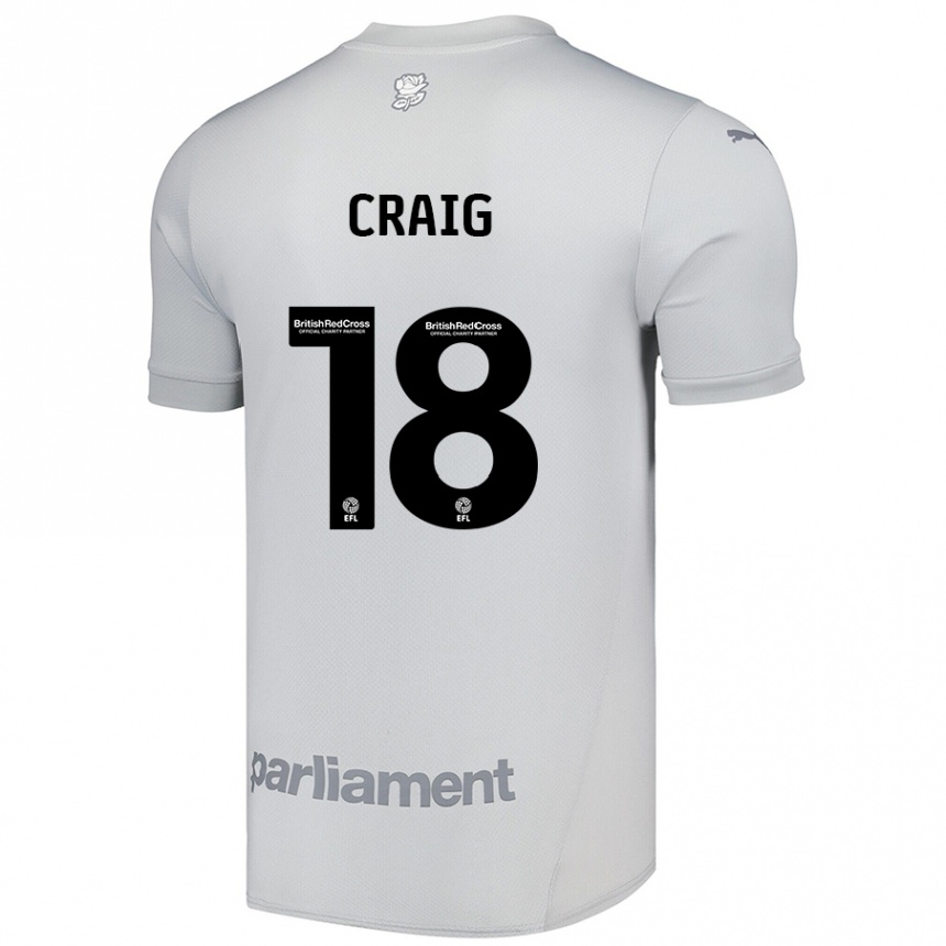 Kids Football Matthew Craig #18 Silver Gray Away Jersey 2024/25 T-Shirt Nz