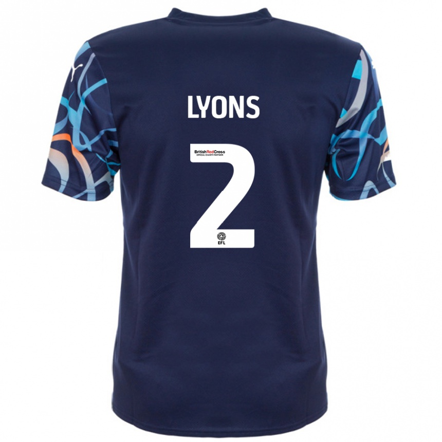 Kids Football Andy Lyons #2 Navy Blue Away Jersey 2024/25 T-Shirt Nz