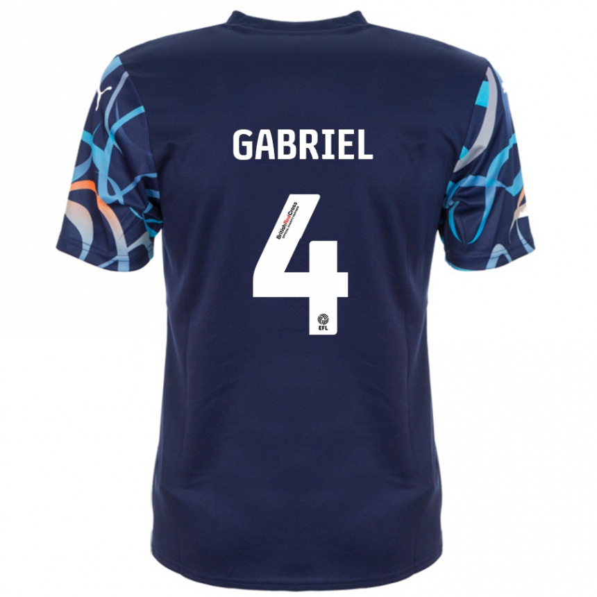 Kids Football Jordan Lawrence-Gabriel #4 Navy Blue Away Jersey 2024/25 T-Shirt Nz