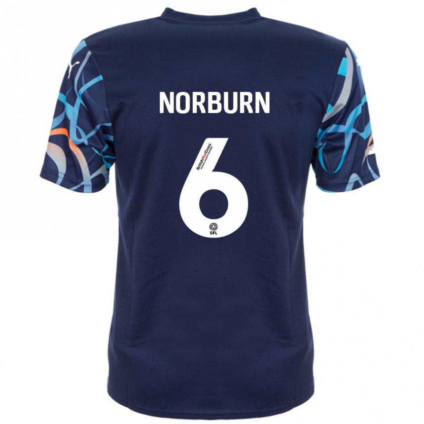 Kids Football Oliver Norburn #6 Navy Blue Away Jersey 2024/25 T-Shirt Nz