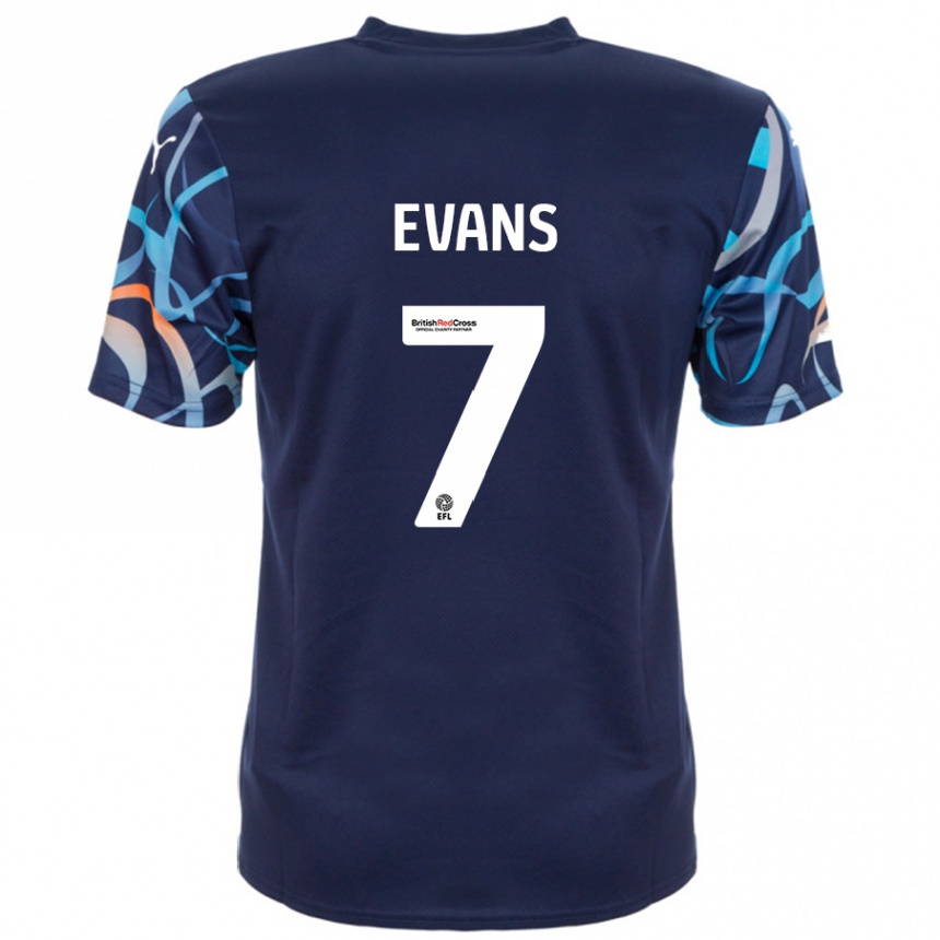 Kids Football Lee Evans #7 Navy Blue Away Jersey 2024/25 T-Shirt Nz