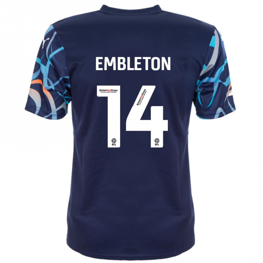 Kids Football Elliot Embleton #14 Navy Blue Away Jersey 2024/25 T-Shirt Nz