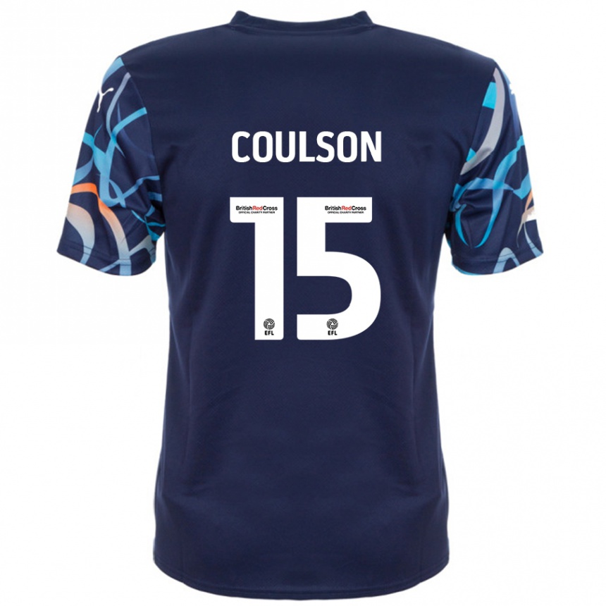 Kids Football Hayden Coulson #15 Navy Blue Away Jersey 2024/25 T-Shirt Nz