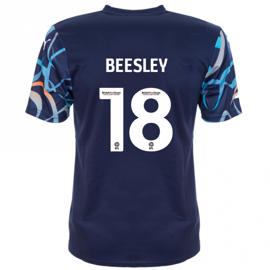 Kids Football Jake Beesley #18 Navy Blue Away Jersey 2024/25 T-Shirt Nz