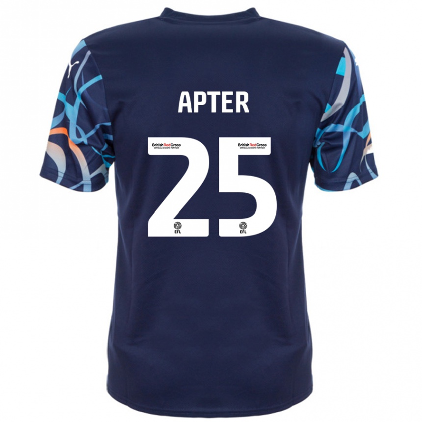 Kids Football Rob Apter #25 Navy Blue Away Jersey 2024/25 T-Shirt Nz