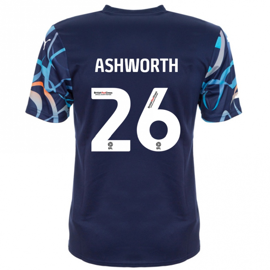 Kids Football Zac Ashworth #26 Navy Blue Away Jersey 2024/25 T-Shirt Nz