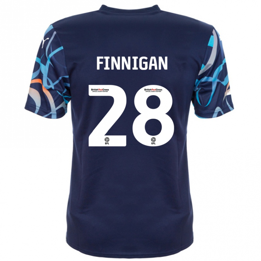 Kids Football Ryan Finnigan #28 Navy Blue Away Jersey 2024/25 T-Shirt Nz