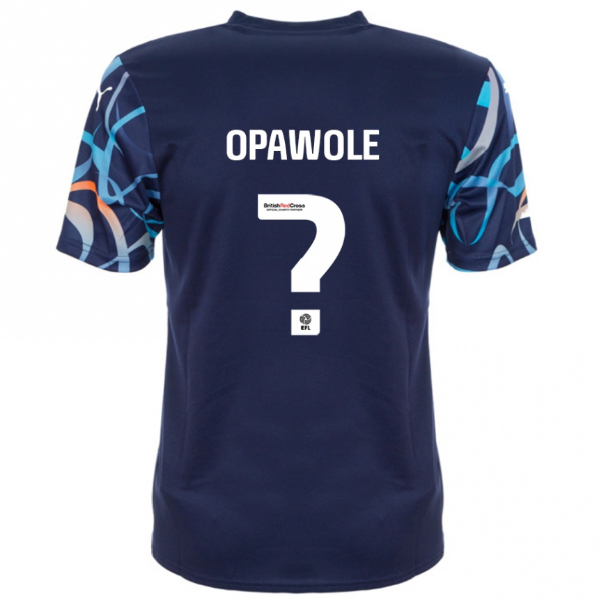 Kids Football Johnson Opawole #0 Navy Blue Away Jersey 2024/25 T-Shirt Nz