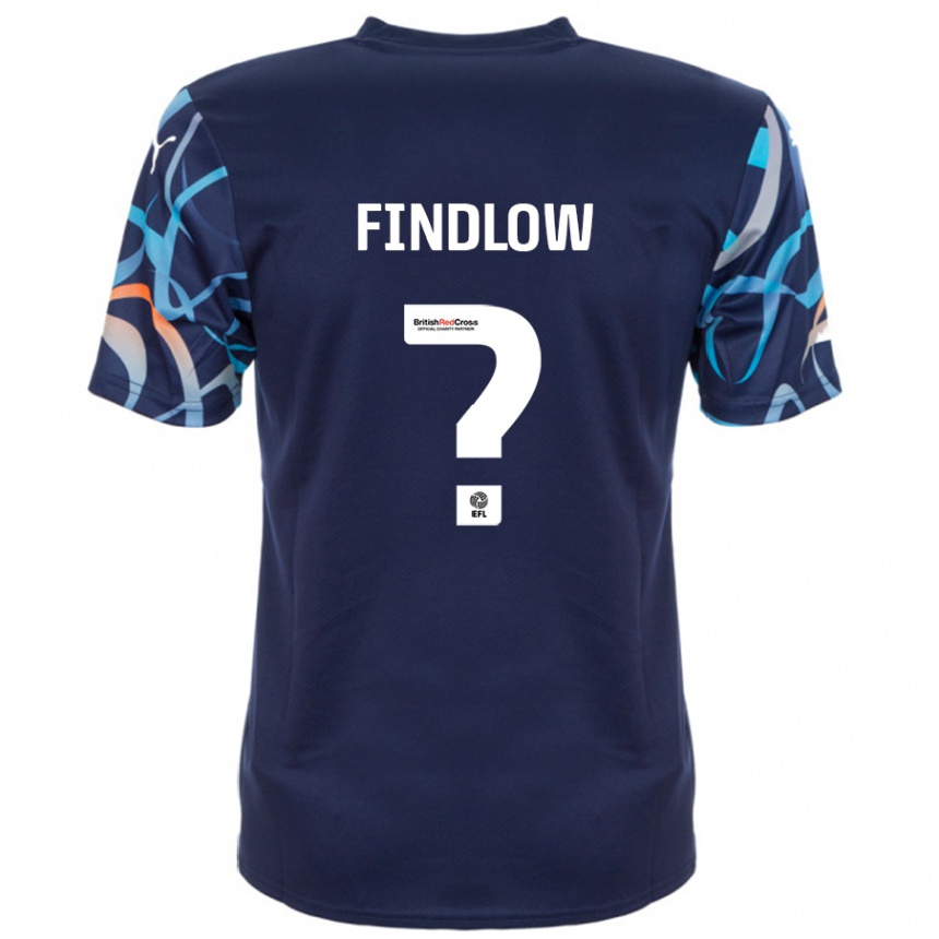 Kids Football Luke Findlow #0 Navy Blue Away Jersey 2024/25 T-Shirt Nz