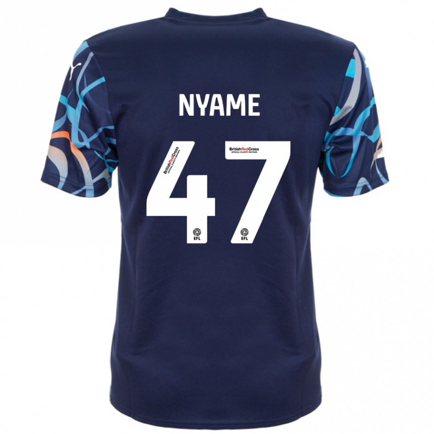 Kids Football Josh Nyame #47 Navy Blue Away Jersey 2024/25 T-Shirt Nz