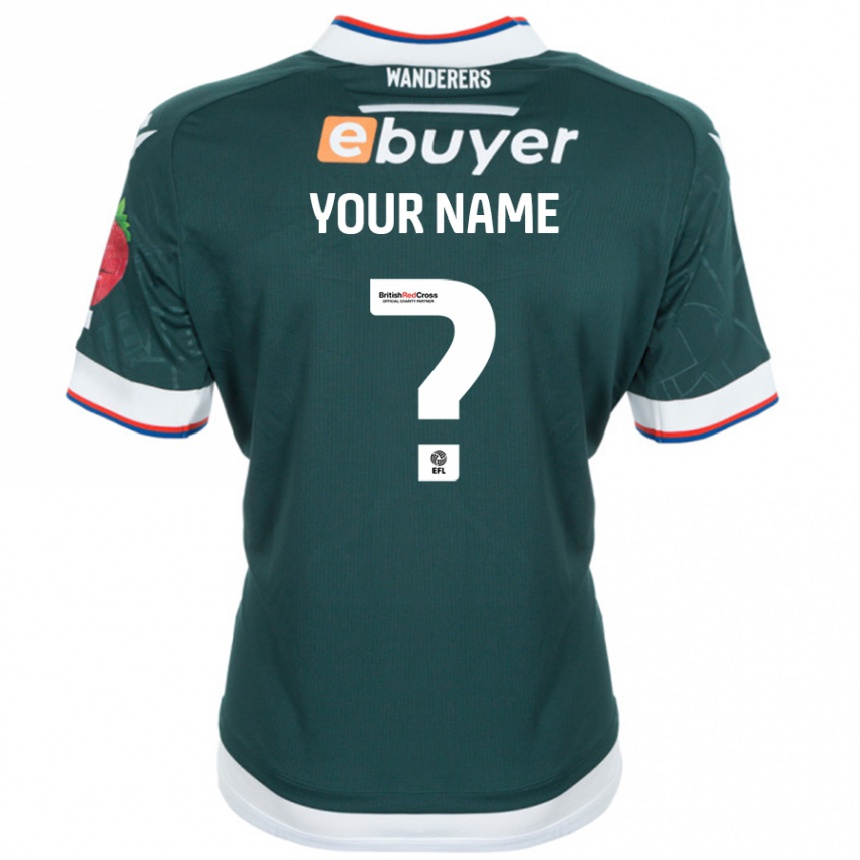 Kids Football Your Name #0 Dark Green Away Jersey 2024/25 T-Shirt Nz