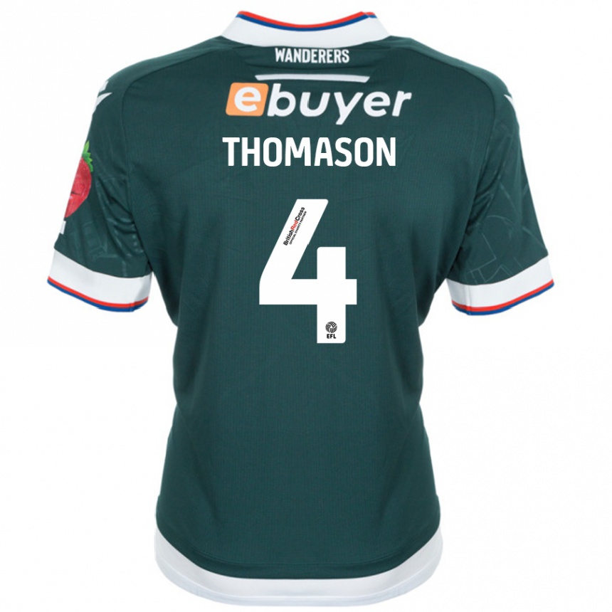 Kids Football George Thomason #4 Dark Green Away Jersey 2024/25 T-Shirt Nz