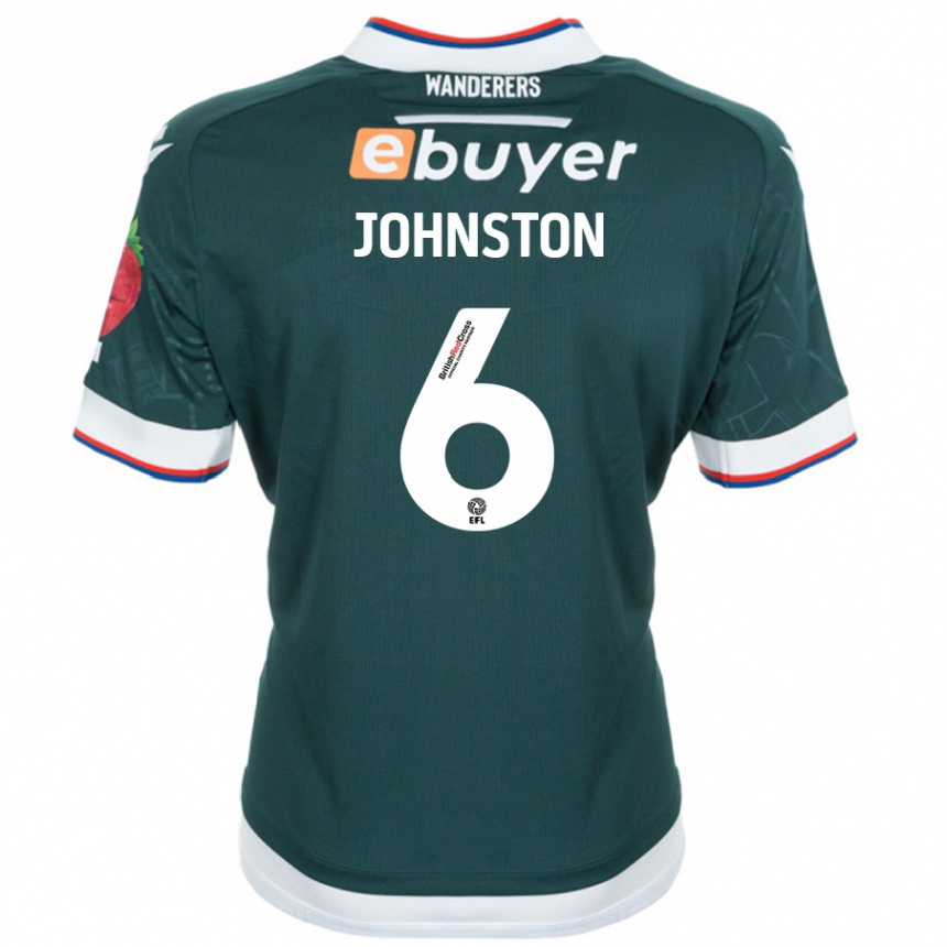 Kids Football George Johnston #6 Dark Green Away Jersey 2024/25 T-Shirt Nz