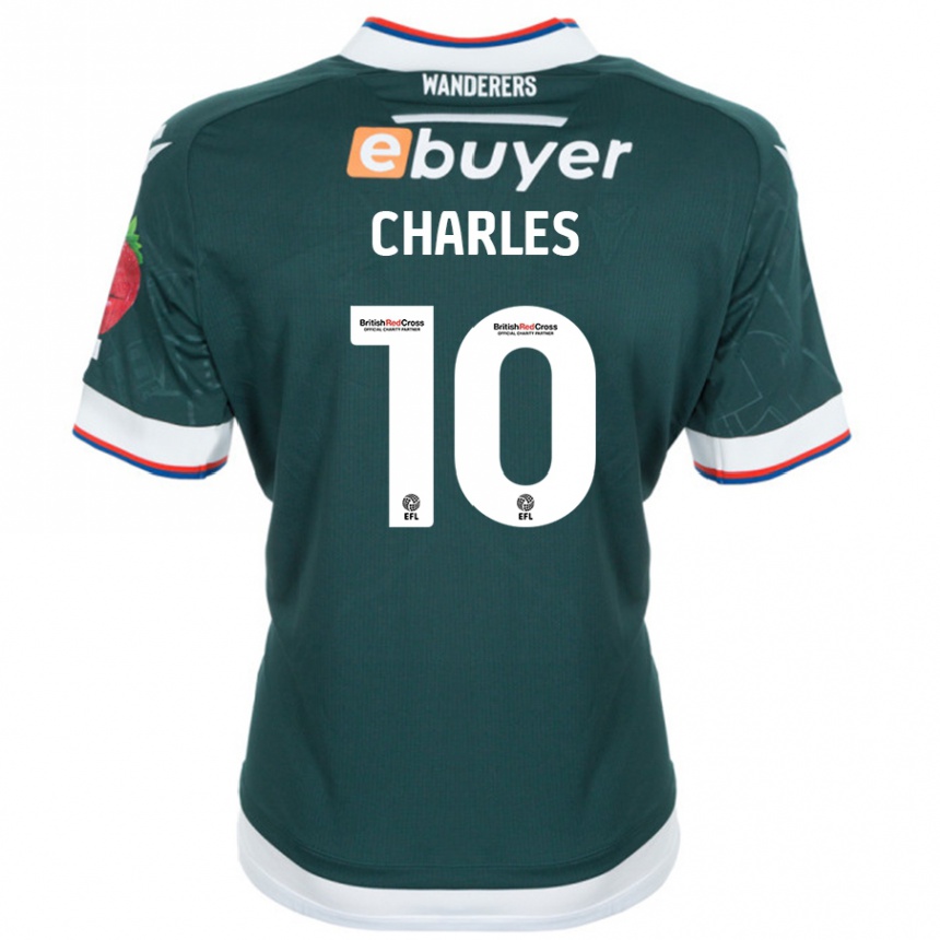 Kids Football Dion Charles #10 Dark Green Away Jersey 2024/25 T-Shirt Nz