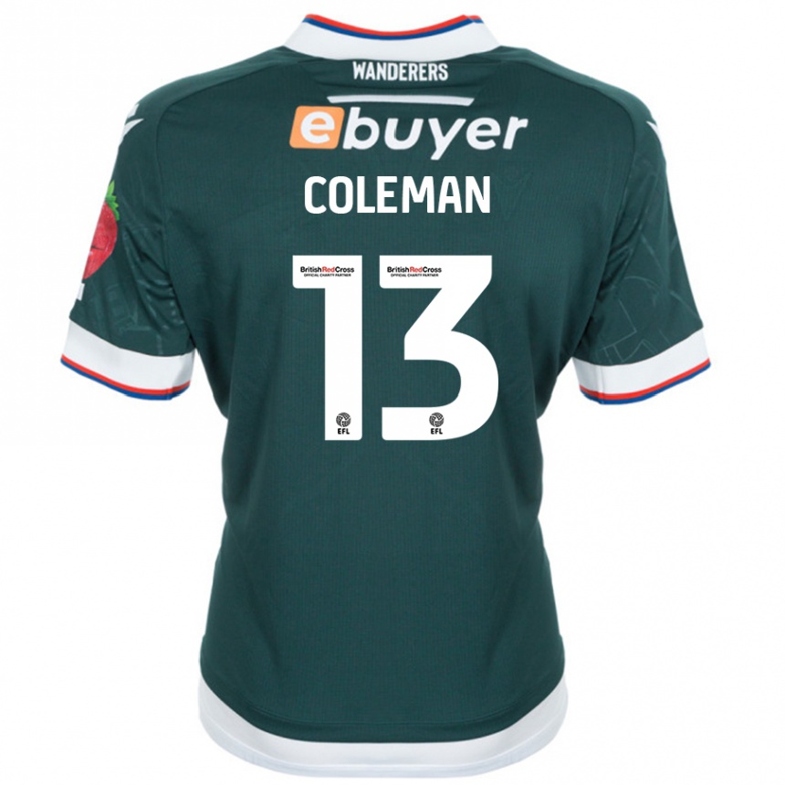 Kids Football Joel Coleman #13 Dark Green Away Jersey 2024/25 T-Shirt Nz