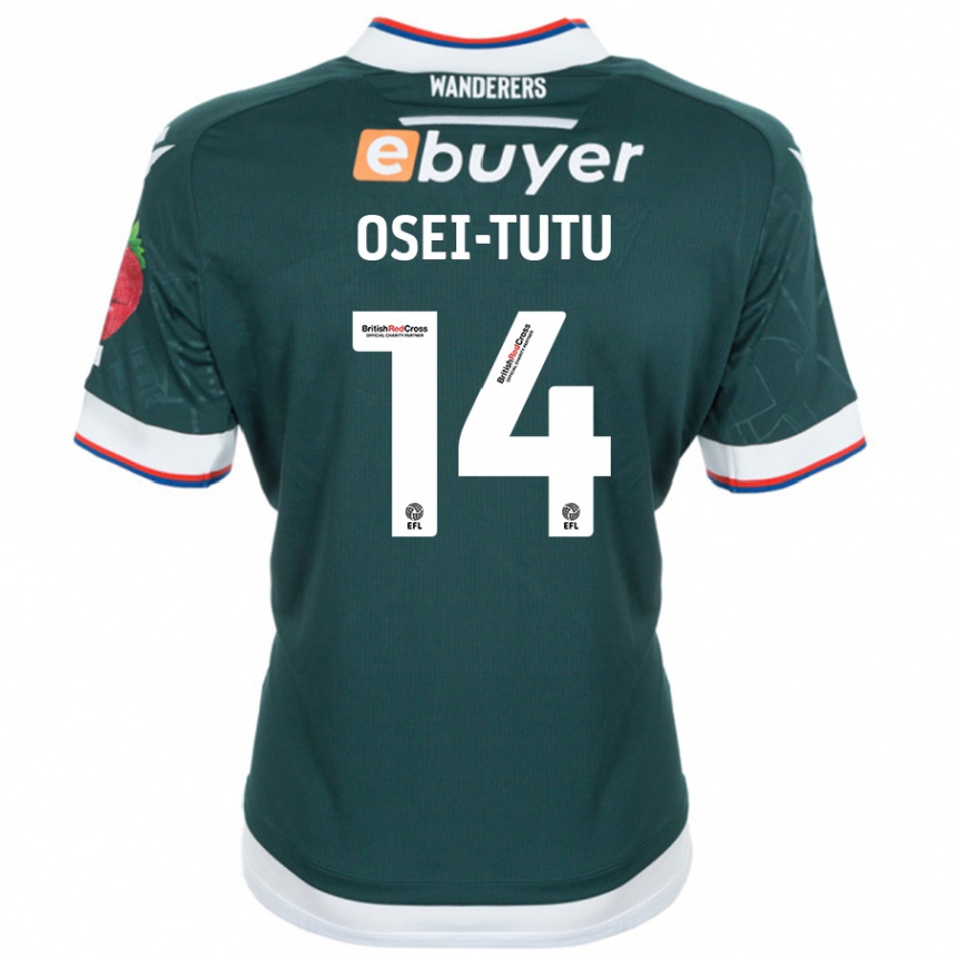 Kids Football Jordi Osei-Tutu #14 Dark Green Away Jersey 2024/25 T-Shirt Nz