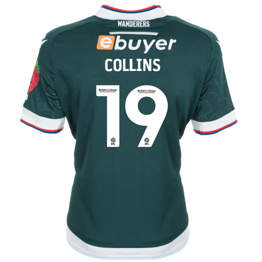 Kids Football Aaron Collins #19 Dark Green Away Jersey 2024/25 T-Shirt Nz