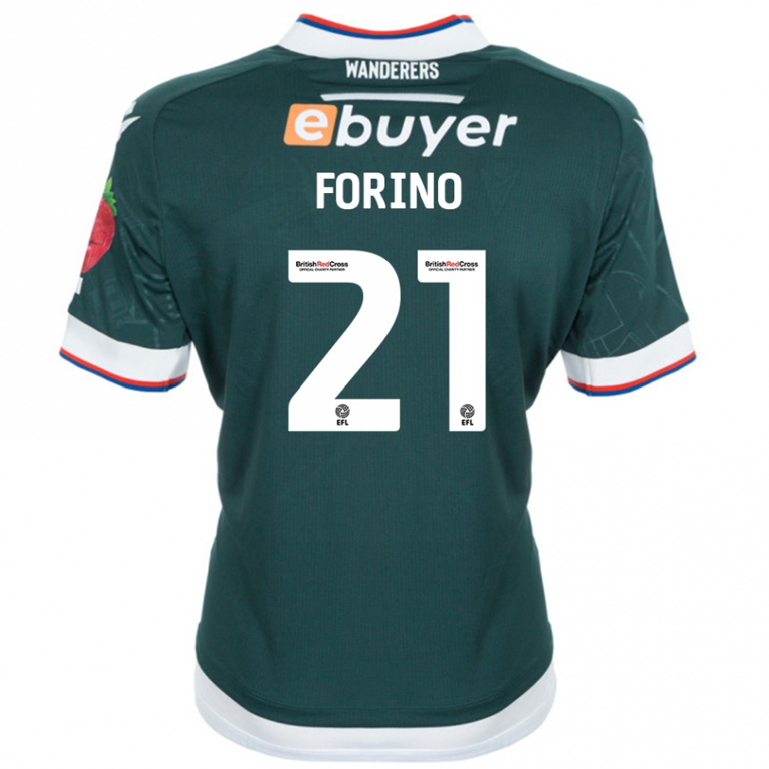 Kids Football Chris Forino #21 Dark Green Away Jersey 2024/25 T-Shirt Nz