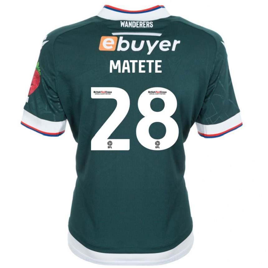 Kids Football Jay Matete #28 Dark Green Away Jersey 2024/25 T-Shirt Nz