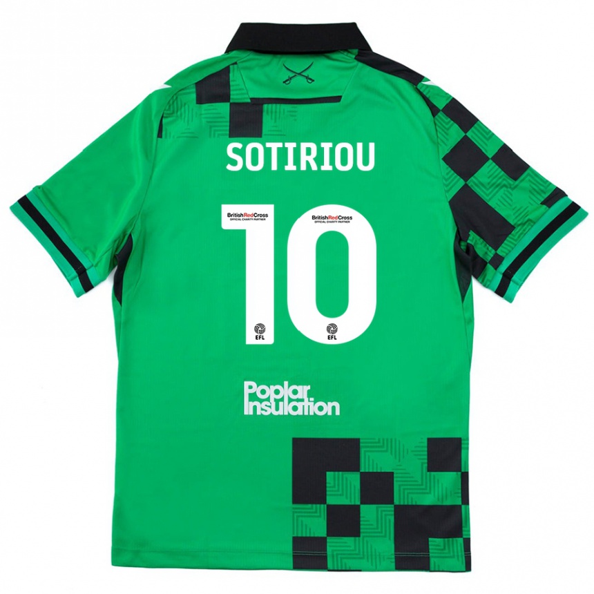 Kids Football Ruel Sotiriou #10 Green Black Away Jersey 2024/25 T-Shirt Nz