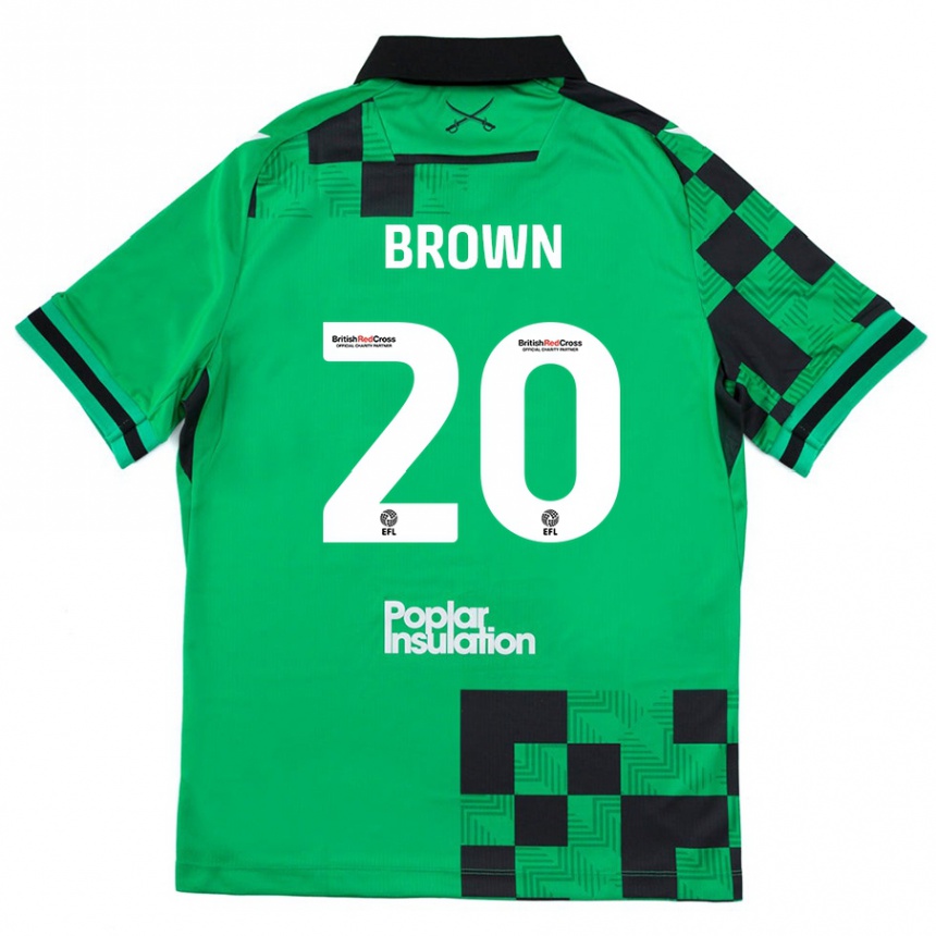 Kids Football Jevani Brown #20 Green Black Away Jersey 2024/25 T-Shirt Nz