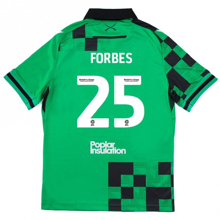 Kids Football Michael Forbes #25 Green Black Away Jersey 2024/25 T-Shirt Nz