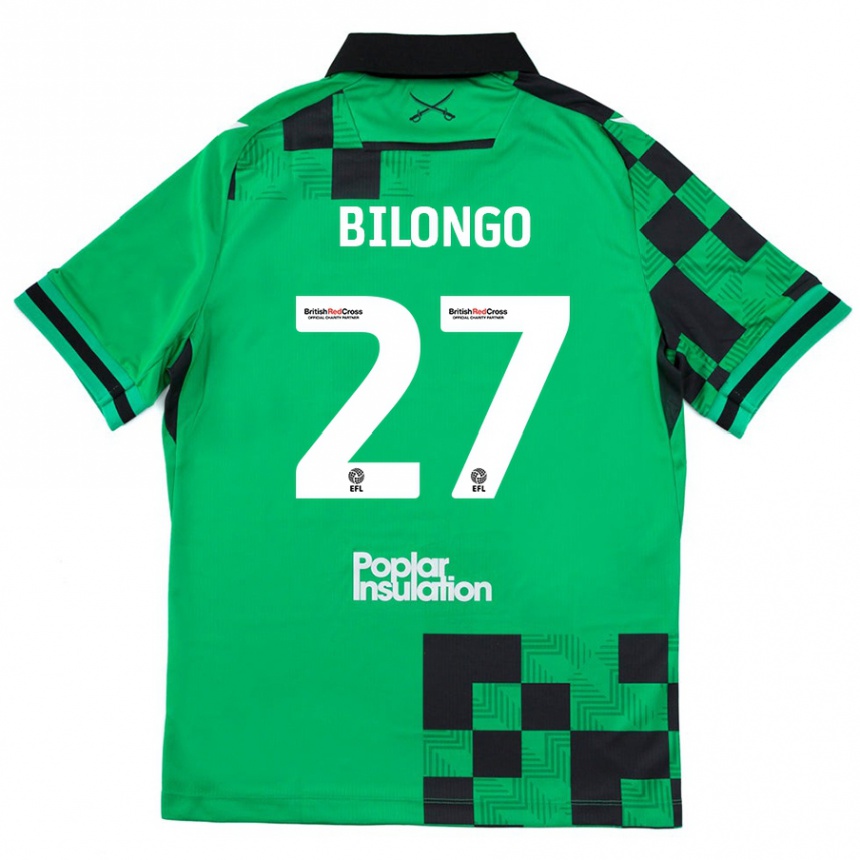 Kids Football Bryant Bilongo #27 Green Black Away Jersey 2024/25 T-Shirt Nz