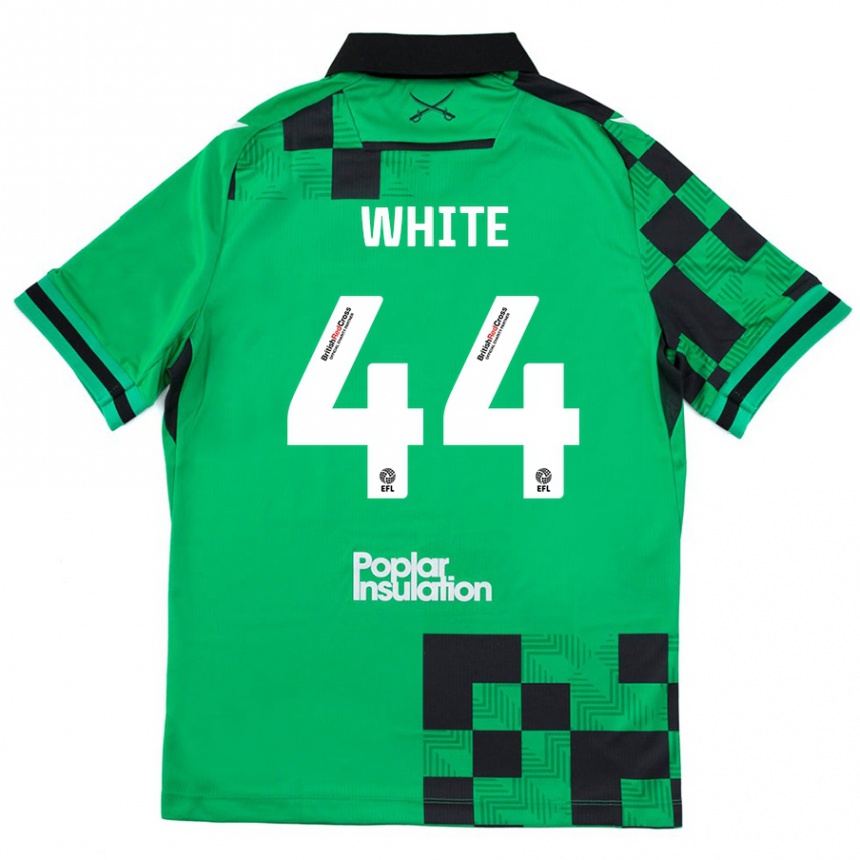 Kids Football Charlie White #44 Green Black Away Jersey 2024/25 T-Shirt Nz