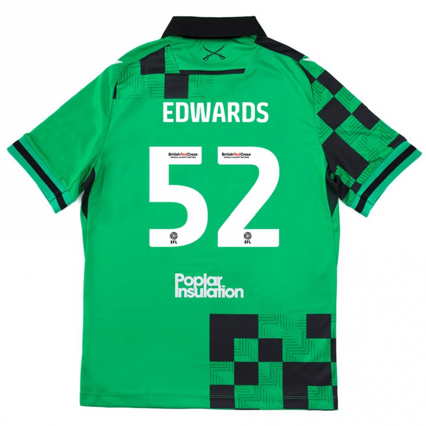 Kids Football Max Edwards #52 Green Black Away Jersey 2024/25 T-Shirt Nz