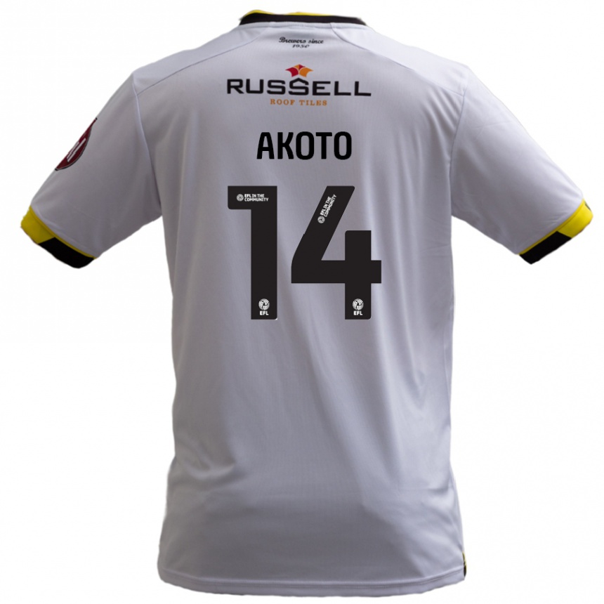 Kids Football Nick Akoto #14 White Away Jersey 2024/25 T-Shirt Nz