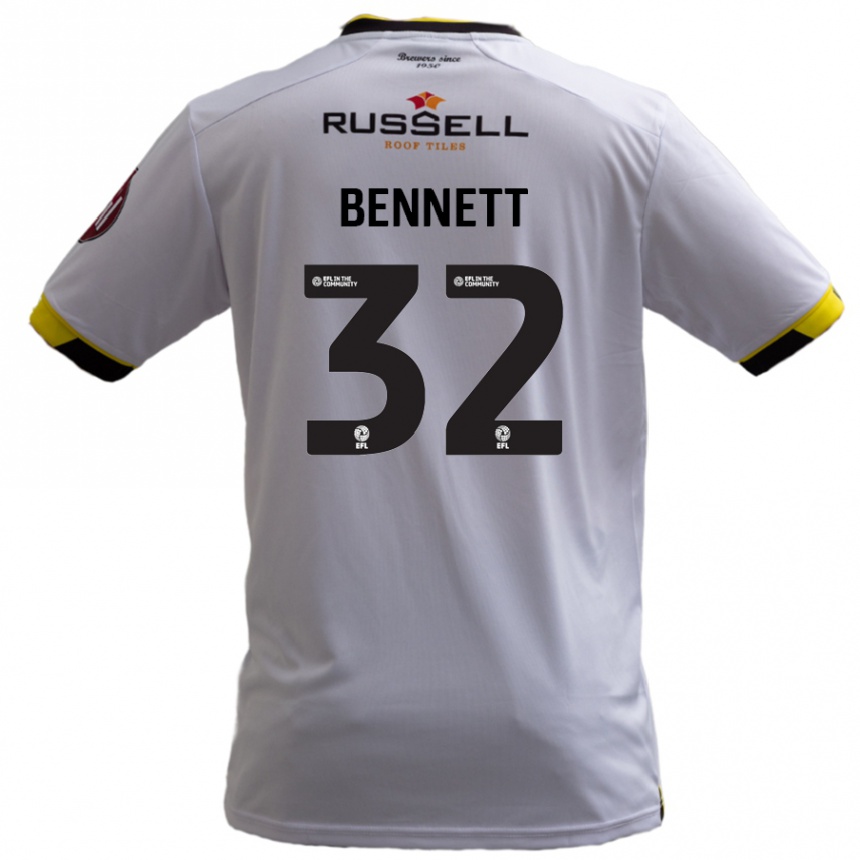 Kids Football Mason Bennett #32 White Away Jersey 2024/25 T-Shirt Nz