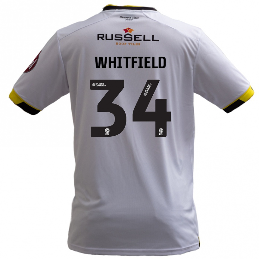 Kids Football Ben Whitfield #34 White Away Jersey 2024/25 T-Shirt Nz