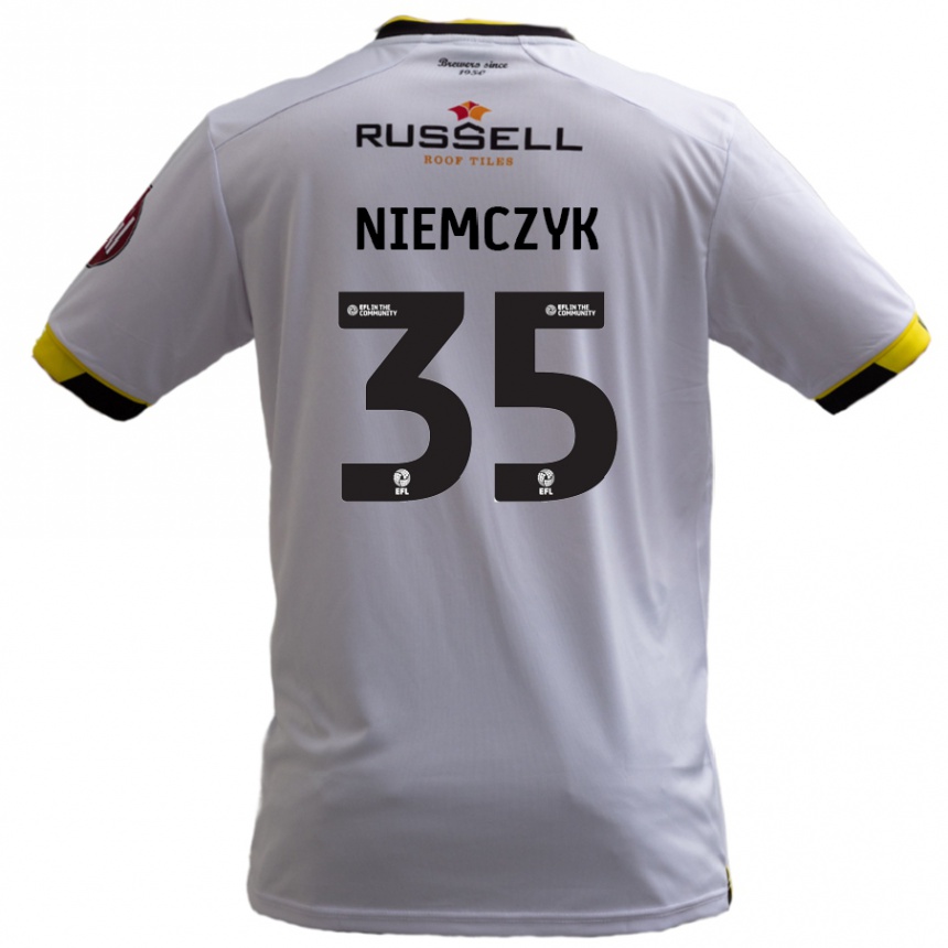 Kids Football Jakub Niemczyk #35 White Away Jersey 2024/25 T-Shirt Nz