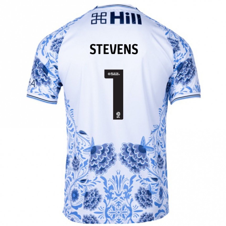 Kids Football Jack Stevens #1 White Blue Away Jersey 2024/25 T-Shirt Nz