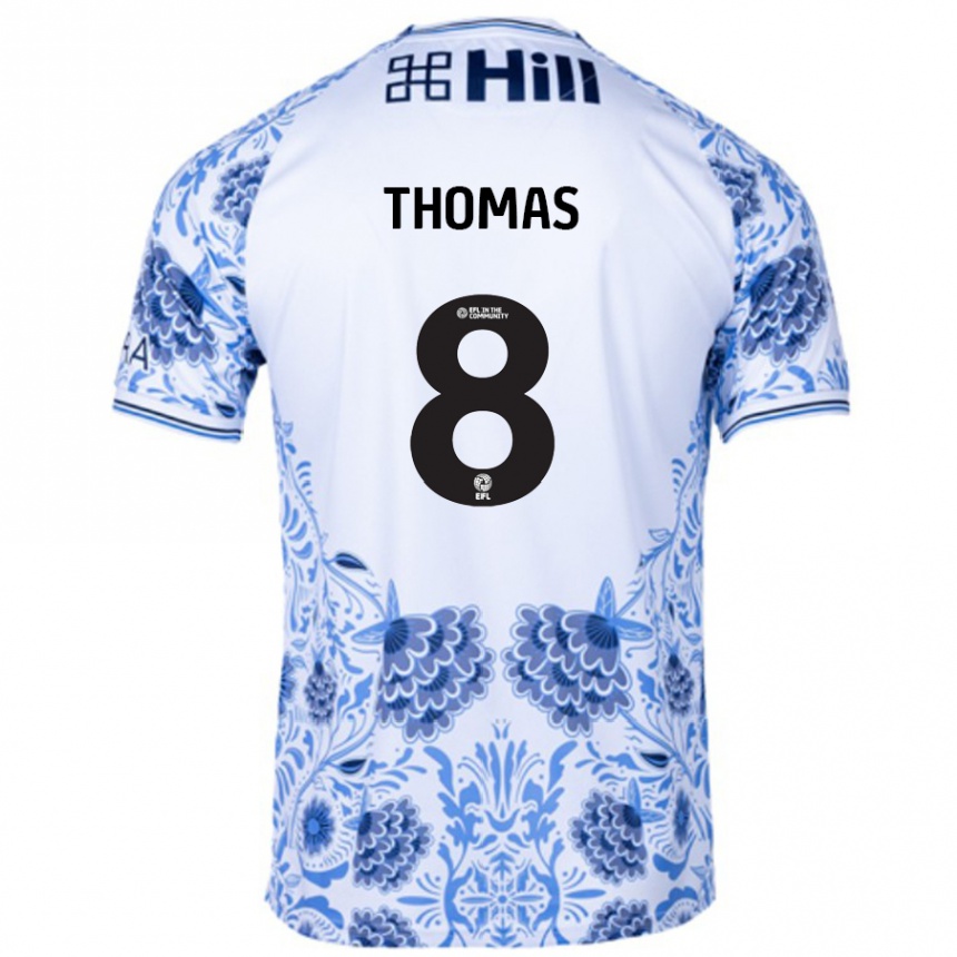 Kids Football George Thomas #8 White Blue Away Jersey 2024/25 T-Shirt Nz