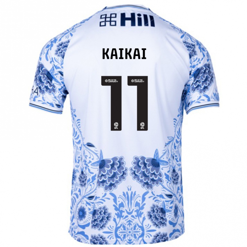 Kids Football Sullay Kaikai #11 White Blue Away Jersey 2024/25 T-Shirt Nz