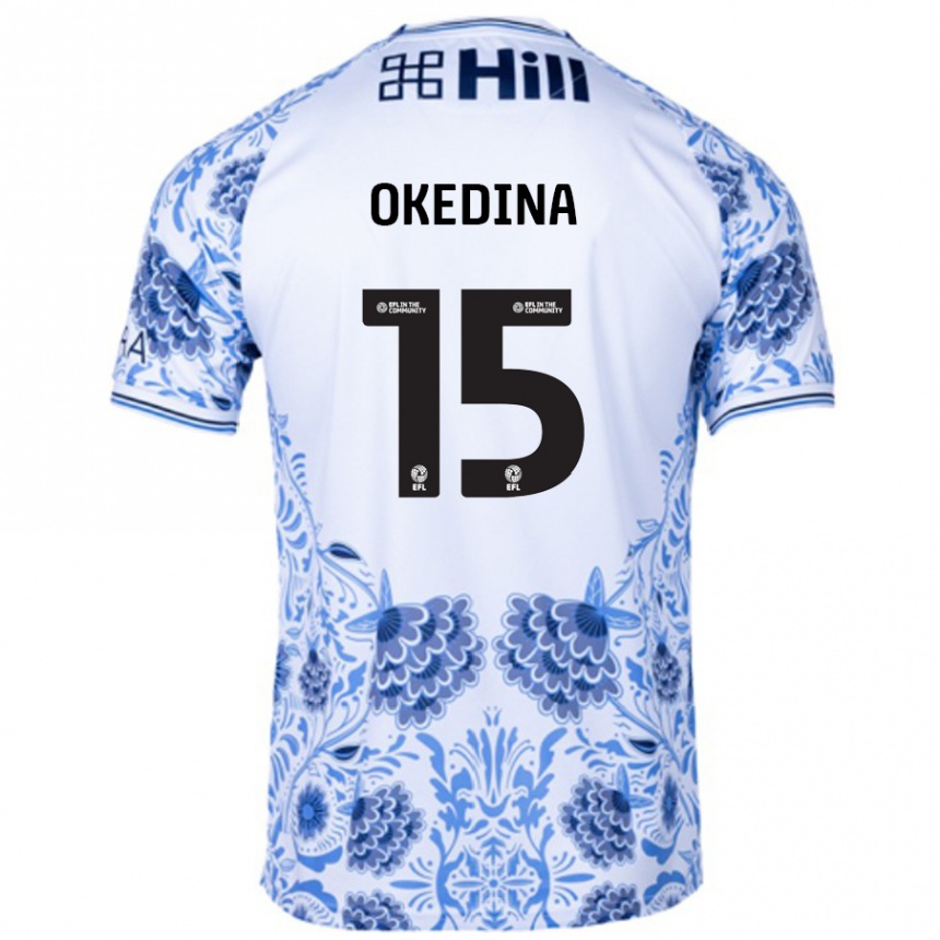 Kids Football Jubril Okedina #15 White Blue Away Jersey 2024/25 T-Shirt Nz