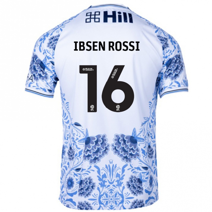 Kids Football Zeno Ibsen Rossi #16 White Blue Away Jersey 2024/25 T-Shirt Nz