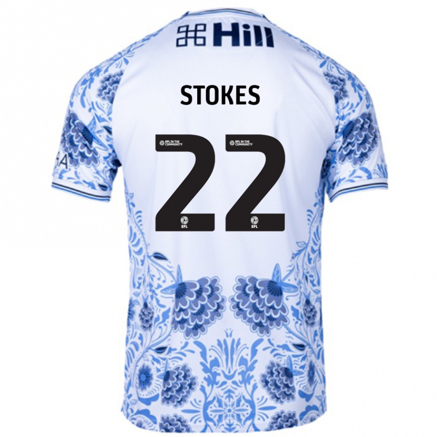 Kids Football Josh Stokes #22 White Blue Away Jersey 2024/25 T-Shirt Nz