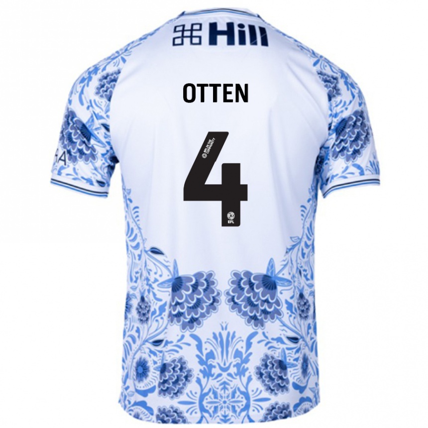 Kids Football Gisela Otten #4 White Blue Away Jersey 2024/25 T-Shirt Nz