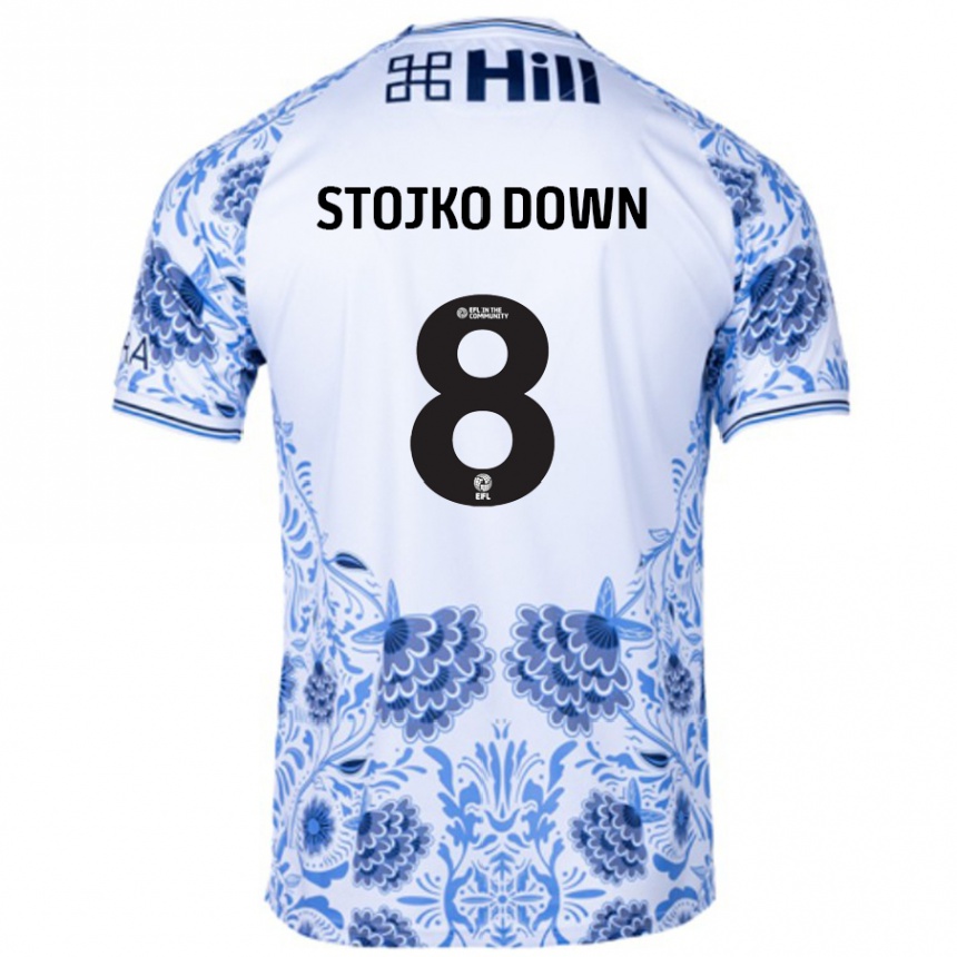 Kids Football Alysha Stojko-Down #8 White Blue Away Jersey 2024/25 T-Shirt Nz